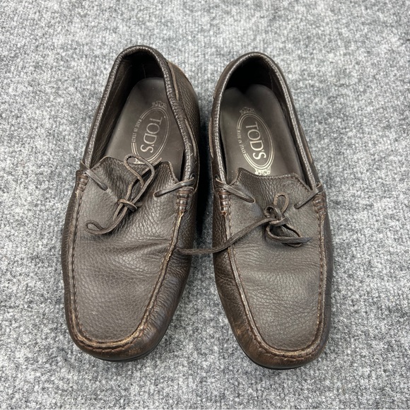 Tods Loafers Shoes Leather Beige Mens US Size 5